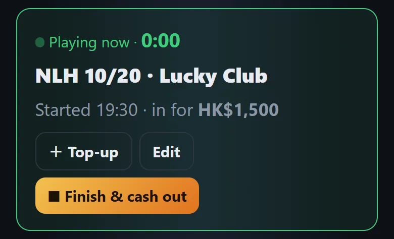 A cash game running with its timer